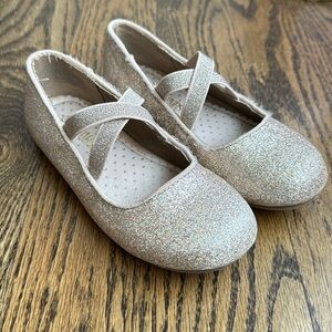 EUC girls gold glitter slip on shoes